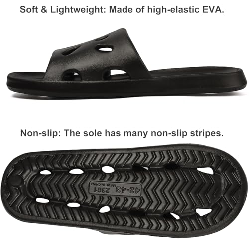 FINLEOO Shower Shoes for Women Men, Comfortable Quick Drying Pool Slides, Non-Slip Beach Sandals Arch Support Bathroom Travel College Dorm Shower Slippers3
