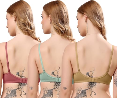 Image of London Hills Regular Bra for Women Everyday Non Padded Wire Free Mid Coverage Cotton Blend