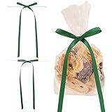 Twist Tie Bows 30 Pcs Satin Ribbon Bows Pretied Bows for Treat Bags Gift Wrapping Basket Wedding Baby Shower Brithday Valentine's Day Christmas Party (Dark Green)