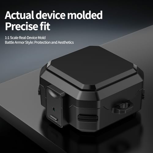 Image of Hybrid Lock Armor Case Cover for Samsung Galaxy Buds 4 and 4 Pro, Rugged, Shockproof with Heavy Duty Carabiner (Black, Armor with Lock)