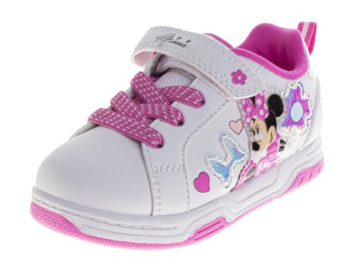 Girls Minnie Mouse Character Casual Sneakers Fashion Strap School Shoes for Girl Pink Size 7 Toddler