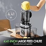 Juicer Machines, Cold Press Juicer with 4.41" Wide Feed Chute, 350W Slow Masticating Juicers for Whole Vegetables & Fruits, High Juice Yield, Easy to Clean, Large Auger, Silver - Image 3