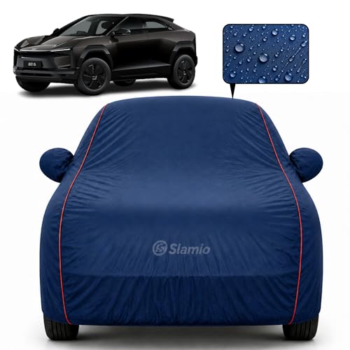 Image of Premium 100% Waterproof Car Cover for Mahindra BE6 2024-2026 Models | All-Weather, UV & Dust Protection | Heavy-Duty 3-Layer Fabric | Custom Fit with Mirror & Antenna Pockets | Navy Blue