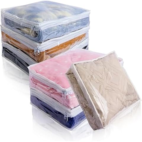 6Packs Clear Zippered Storage Bags Cover