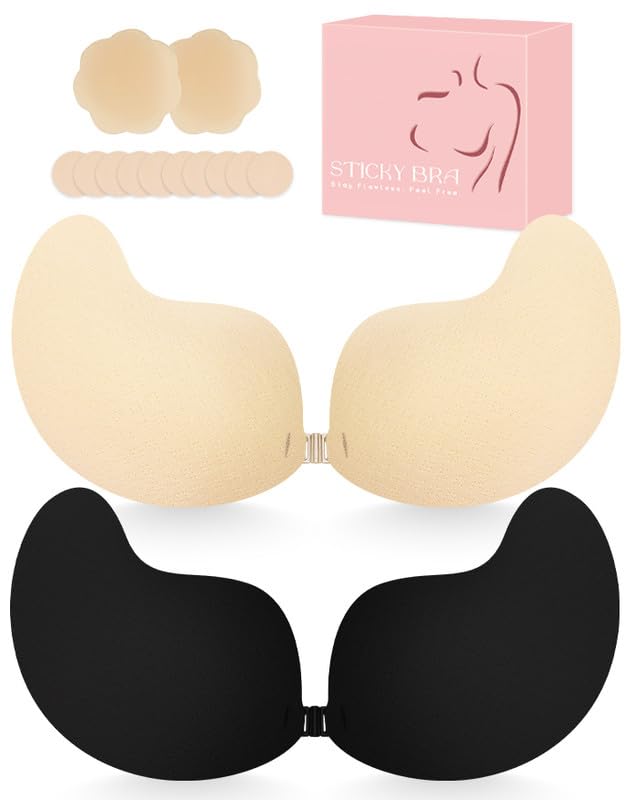 Klebe BH Push Up Trägerloser Rückenfreier Unsichtbarer BH für Damen | Selbstklebend & unsichtbar: perfekt für rückenfreie Kleider & Brautkleider. Starker Halt, Super Push-up.