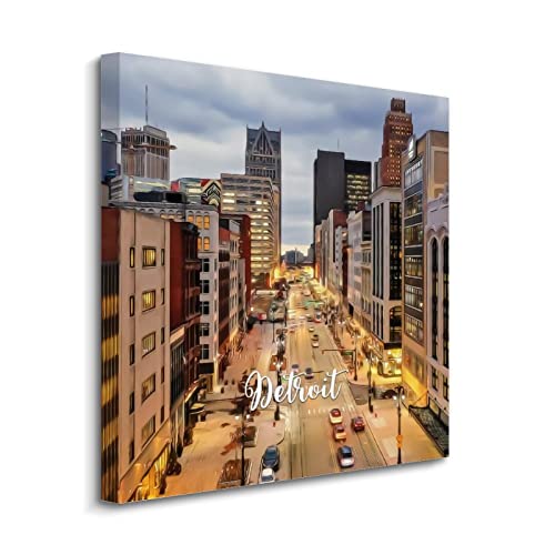Toile paysage urbain Detroit mur vide déco instantanée prête à poser