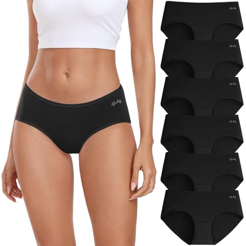 Image of coskefy Womens Underwear Cotton Hipster Panties Low Rise Breathable Ladies Bikini Undies 6 Packs