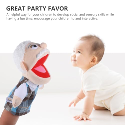 SAFIGLE 2Pcs Hand Puppet Toys: Plush Family Puppets for Kids Interactive Grandpa and Grandma for Storytelling and Educational Play