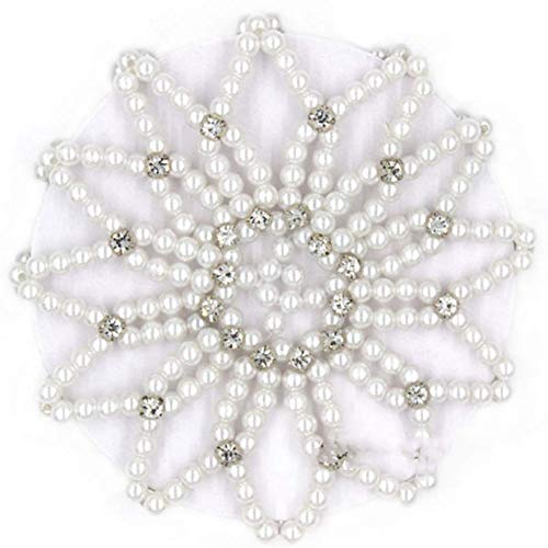 Elastic Hair Bun Cover Handmade Crochet Pearl...