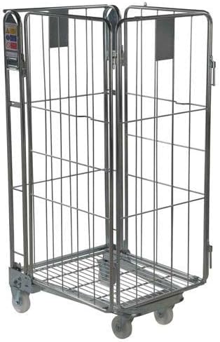 Horison Industries Steel Roll Pallets with A-Frame, 600kg UDL, Collapsible Design, 20mm Tubular Steel, 125mm Nylon Castors - Industrial, Heavy Duty, Storage, Wire Mesh, 4 Sides, 46kg - 1690x850x735mm