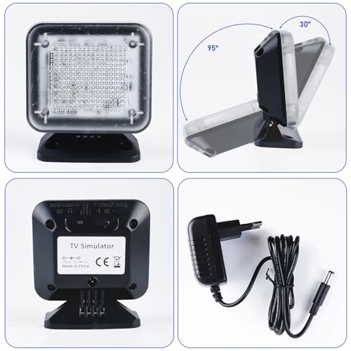 TV Simulator, Dummy TV Simulator met 12 LED's en 3 selecteerbare programma's, energie-efficiënte TV Simulator met timer, compleet met stroomadapter, voor gebruik als inbraakbeveiliging - Afbeelding 4