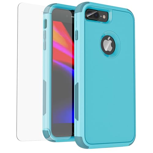 Coque iPhone 8 Plus / 7 Plus bleu-vert antichoc rigide en PC et silicone souple