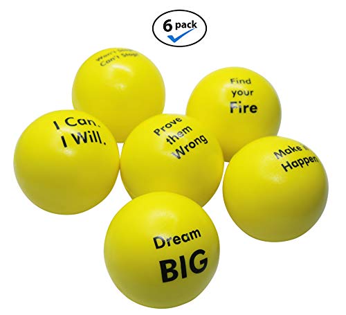 Pure Origins | Motivational Stress Balls | Hand Exercise|Gift 6-Pack |Fidget Accessory for Stress Relief, Special Needs, Concentration, Anxiety, Motivation, ADHD,ADD, Autism and Team Building (Yellow)