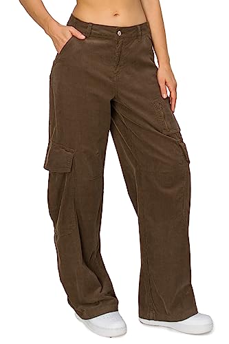 Cali1850 Women’s Parachute Cargo Pants – Low Rise Baggy Fit Wide Leg Multi Pockets Casual Streetwear Trousers2