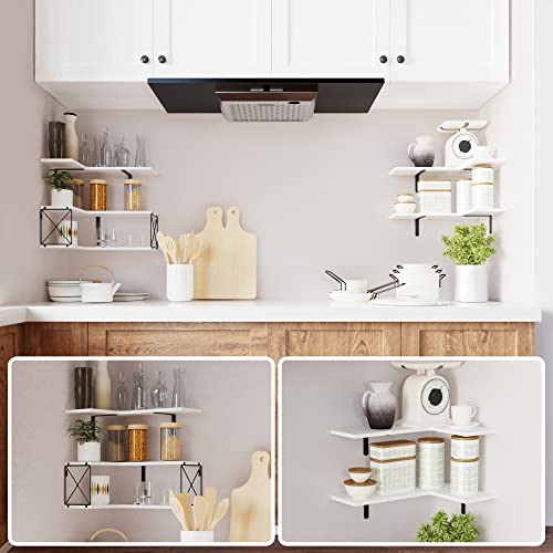 Richer House 5-Tier Corner Floating Shelves Set Of 5,White Corner Shelves For Wall Storage, L-Shaped Corner Wall Mounted Shelf For Bedroom, Living Room, Bathroom, Kitchen - White #TOP4