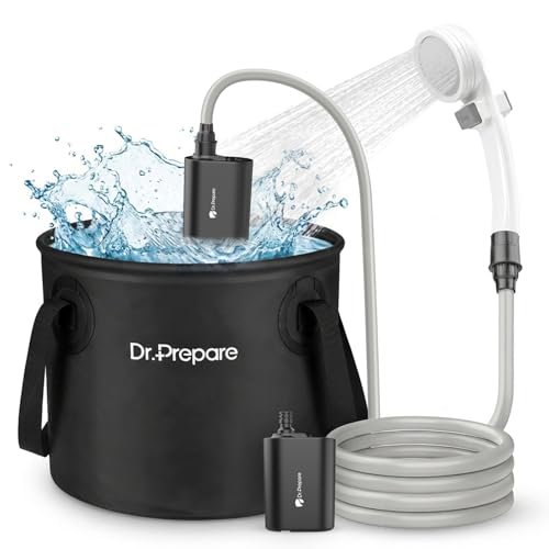 DR.PREPARE Camping Shower, 4 Gallons 15L Bolsa de Ducha Portátil para Camping Playa Viaje Senderismo, Ducha Solar Exterior con Cabezal de Ducha con Interruptor On-Off