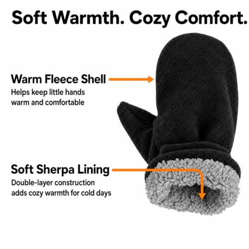 Image of N'Ice Caps Little Kids and Baby Easy-On Sherpa Lined Fleece Mittens - 2 Pair Pack
