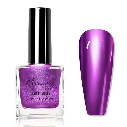 Metallic Nail Polish - Purple Nail Polish Quick Dry - Smooth Mirror Gloss Chrome nail polish - 60 Seconds Nail Varnish No Bake - Oil Base Breathable nail Polish Non Chip Long Last