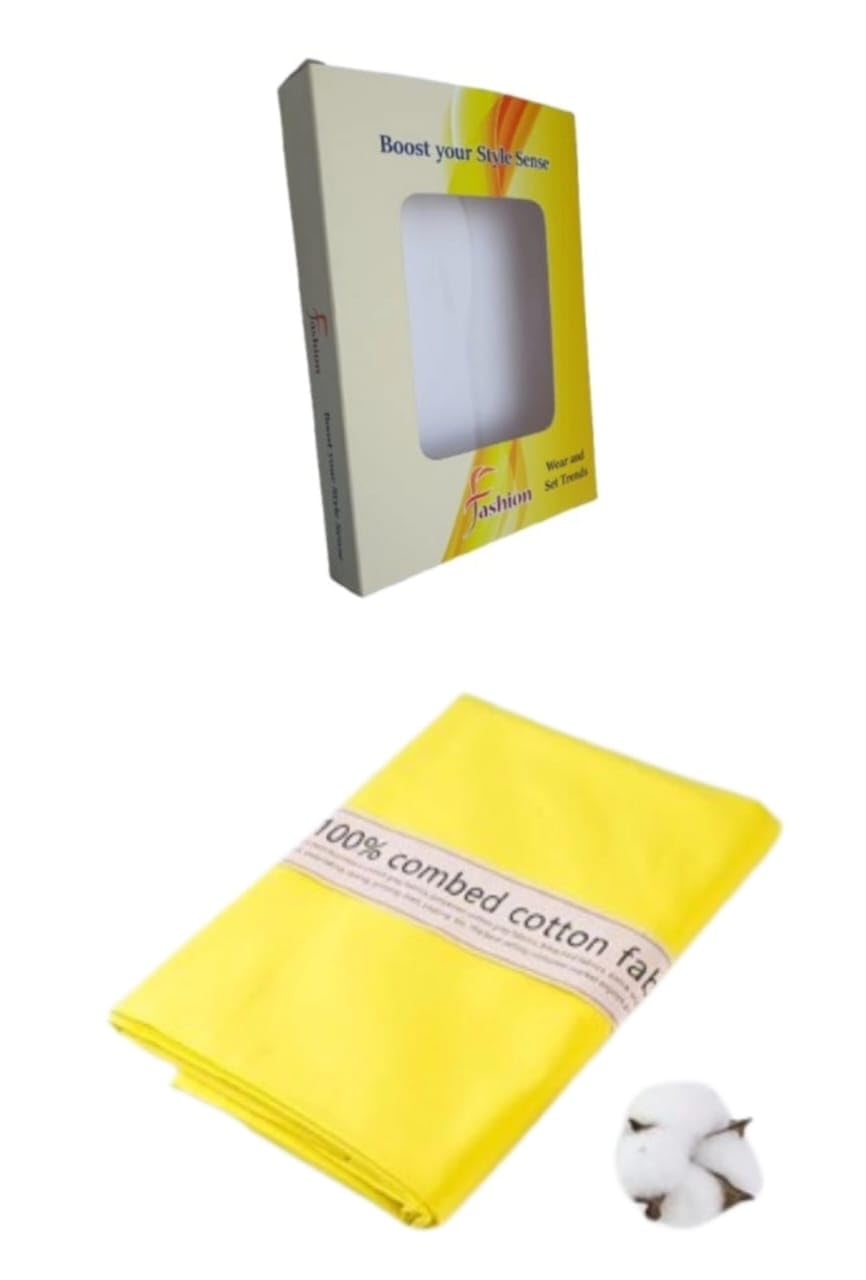 Cotton Linen Blend Unstitched Shirt Fabric for Men (Bright Yellow)-image-37