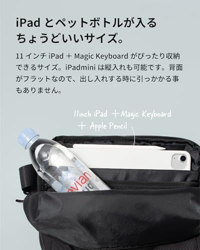 アソボーゼ aso スリングバッグ BALLIFTSLING バリフトスリング 耐水 撥水 コーデュラ バリスティック ショルダーバッグ キャンプ ガジェット 約3.8リットル 約300×235×70mm Mサイズ ブラック bf-v357-02-bl