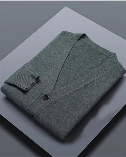 Mens Wool Cardigan Sweater Solid Color V Neck Long Sleeved Single Breasted Loose Casual Sweater3