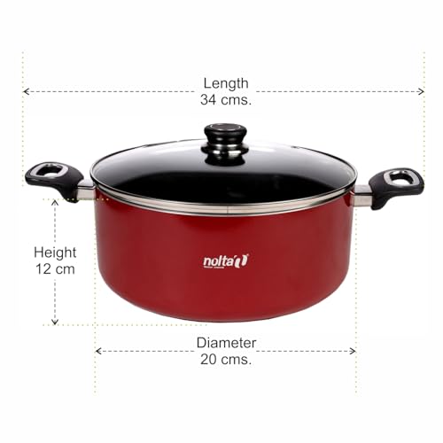Image of Nolta PS Biryani Pot /Curry Pot (2.5L) Induction Cookware, ISI Certified, 1yr Replace-Guarantee, PFOA-Free Non-Toxic Non-Stick Coating, Biriyani Handi /CurryPot (20cm, Maroon)