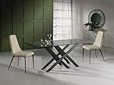 Mesa de comedor realizada en metal lacado en gris y negro mate
