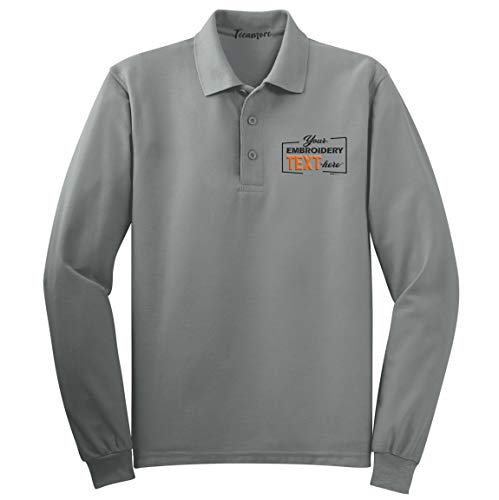 Custom Embroidered Long Sleeve Polo Shirts for Men Personalized Embroidery Text4