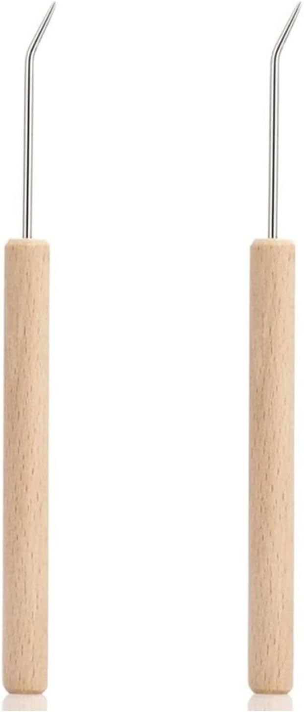 2Pcs Loom Knit Hook Wooden Handle Knitting Loom Hook