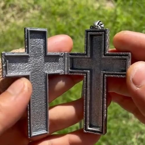 3D Printed Cross Necklace with Dark Box Ten Character Pendant, Fashion Unisex Gift Ideas, Vintage Handmade Pendant Jewellery4