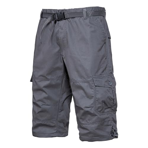 Men's 100% Cotton Cargo Shorts 3/4 Relaxed Fit Below Knee Capri Summer Casual Comfy Athletic Camo Tactical Pants2