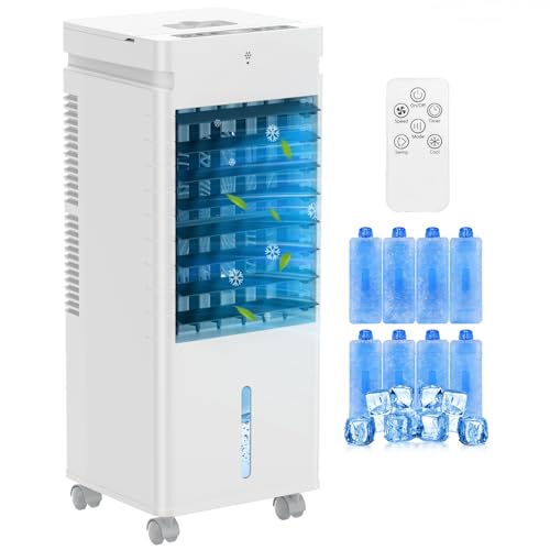 Portable Air Conditioners, 3-IN-1 Evaporative Air Cooler,Cooling Fans that Blow Cold Air with 60° Oscillation,9H Timer,3 Modes & 12 Speeds, 8 Ice Packs, Windowless Portable AC for Room,Bedroom,Office