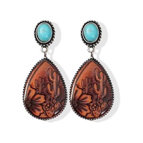 Western Earrings for Women Cowgirl Western Outfit Vintage Concho Oval Turquoise Dangle Earrings Rodeo Country Concert Outfits Rodeo Accessories Gifts