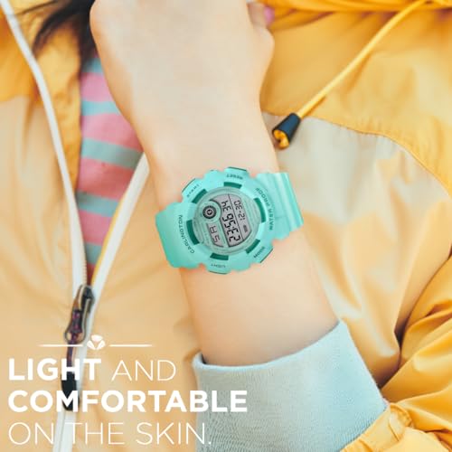 Image of Carlington Kids Digital Watch for Boys and Girls Age 3 to 14 Years Multicoloured Band with Alarm and Date Display - 9121