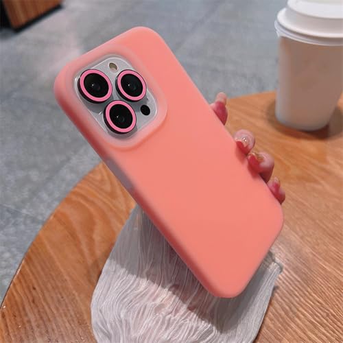 Coque silicone liquide iPhone 14 Pro rose protection objectif intégrée