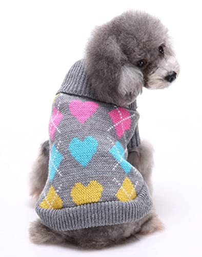 Medium Dog Argyle Sweater Cute Winter Pets Clothes