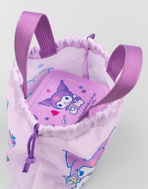 Lilfant Cute Small Bento Box, Lunch Box with Bag, Snack Containers, 5.1 x 3.7 x 1.9 inches (Purple)