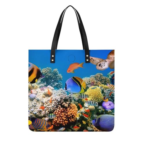 Sac à main poissons sous-marins pour femmes, grand tote bag de voyage et shopper de 39x39cm