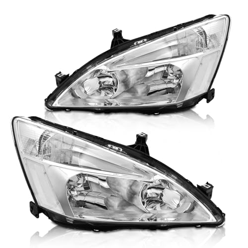 AXLAHA for 2003-2007 Honda Accord Sedan Headlights Chrome Pair