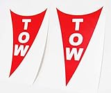 Vulcan Tow Decals Stickers Red on White Down Triangle Approved Grand-Am, SCCA IMSA Pair