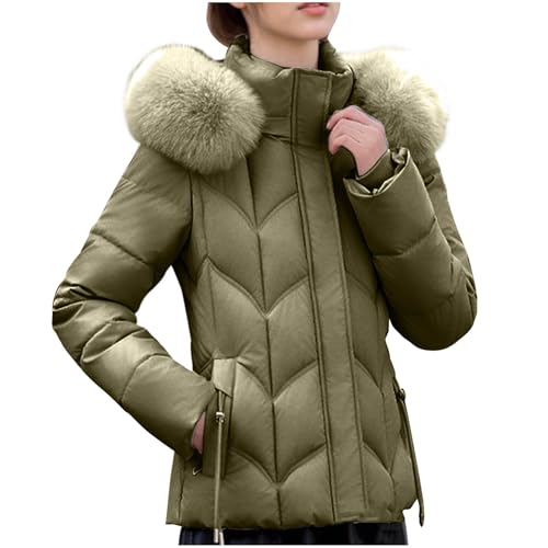 2025 Puffer Jacket for Women with Fur Hood Plus Size Quilted Jackets Lightweight Padded Jackets Winter Warm Coats Clothes