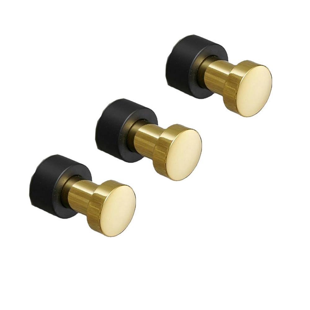 Ganchos para batas de latón Percha para ropa Decoración pequeña para el hogar Gancho para toallas a prueba de herrumbre Perchero para llaves Accesorios de baño, 3 piezas en negro y dorado