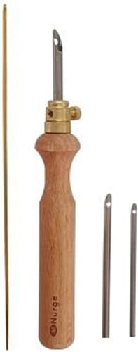 Miniatura 4 de Nurge Kit de agujas perforadoras de alta calidad, tubos de metal de 0.16 a 0.18 pulgadas y mango de madera para principiantes adultos, herramientas