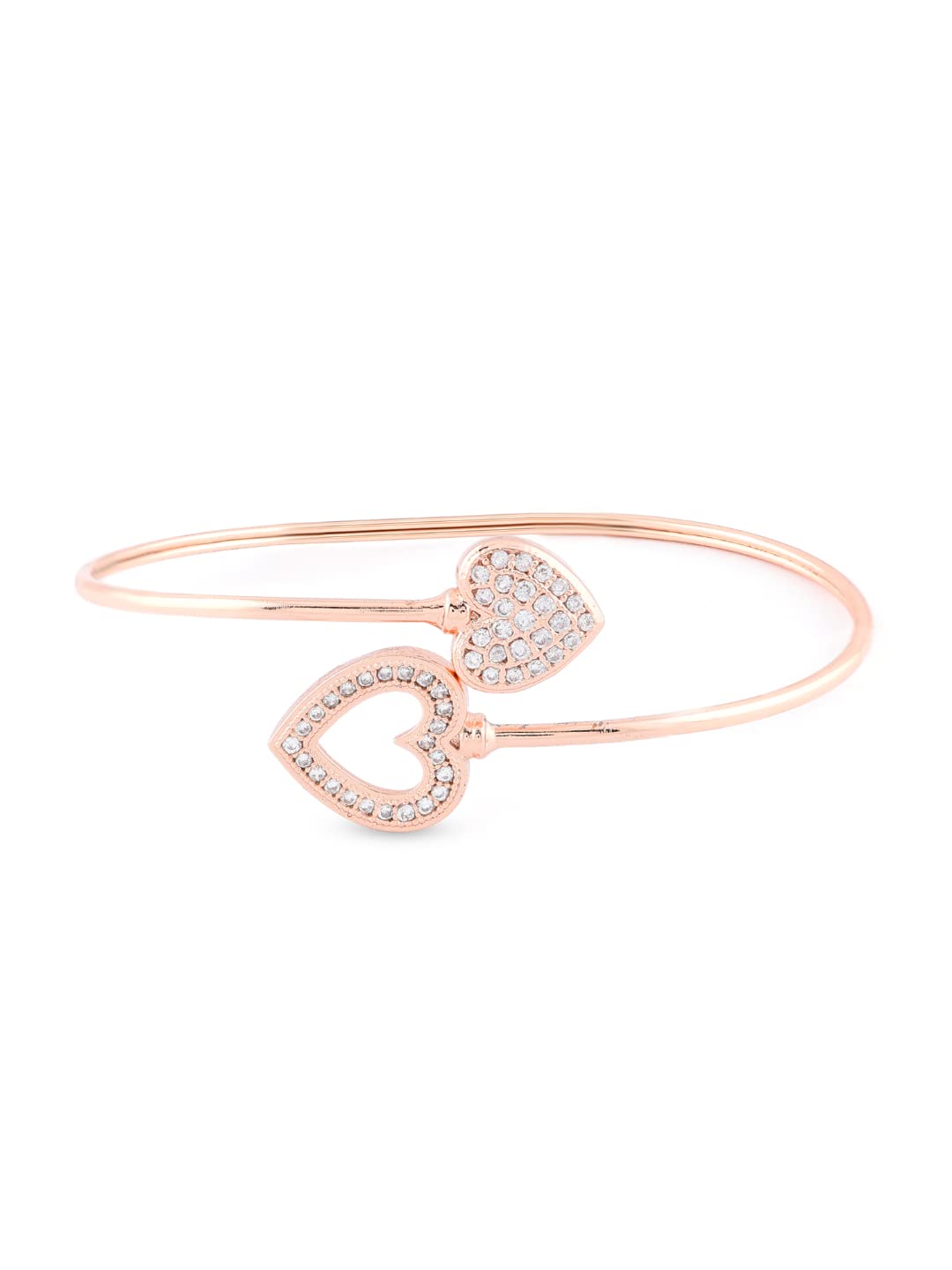 ZAVERI PEARLS Rose Gold Cubic Zirconia Heart Contemporary Brass Bangle Style Kada For Women-ZPFK9506 ZAVERI PEARLS Rose Gold Cubic Zirconia Heart Contemporary Brass Bangle Style Kada For Women-ZPFK9506