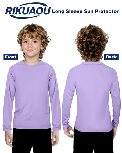 Image of Boys UPF 50+ Rash Guard Swim Shirt, Kids Youth Long Sleeve Sun Protection UV Rashguard Shirts for Water Surfing Beach