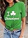 YOKVAN St Patricks Day Women Short Sleeve Summer T-Shirts Lucky Shamrock Funny Clover Graphic Tee Tops (US, Alpha, Large, Regular, Regular, i Love Shenanigans)