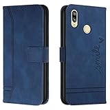 Lihondar Kompatibel mit Huawei Honor 8X Hülle, Handyhülle Huawei Honor 8X, Premium Leder Klappbar Schutzhülle Tasche Wallet mit Brieftasche [Standfunktion] Cover Flip Hülle Klapphülle (Blau)