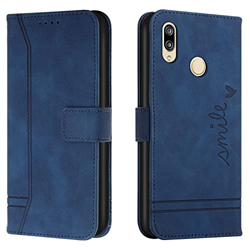 Lihondar Kompatibel mit Huawei Honor 8X Hülle, Handyhülle Huawei Honor 8X, Premium Leder Klappbar Schutzhülle Tasche Wallet mit Brieftasche [Standfunktion] Cover Flip Hülle Klapphülle (Blau)