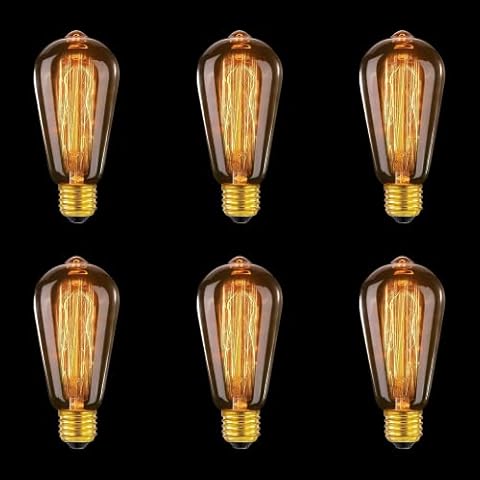 MLOQI 6 Pack 40W Vintage Edison Light Bulbs E27 Squirrel Cage Shaped Tungsten Filament Light Bulb for Lamp Classic Antique Incandescent Cover