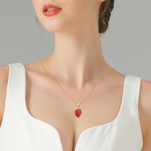 Tulip/Lily of the Valley/Sunflower/Strawberry/Cardinal/Ladybug/Cherry Necklace Jewelry Gifts for Women2